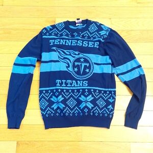 Tennessee Titans Busy Block NFL Official Ugly Christmas Sweater Mens  Medium